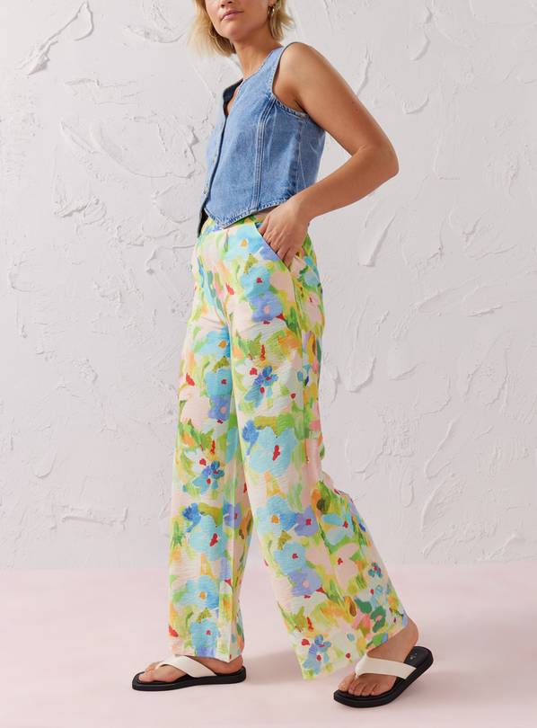 EVERBELLE Floral Blurred Print Wide Leg Trousers 12